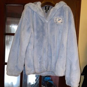 Forever 21 Baby Phat collaboration blue fluffy zip up jacket